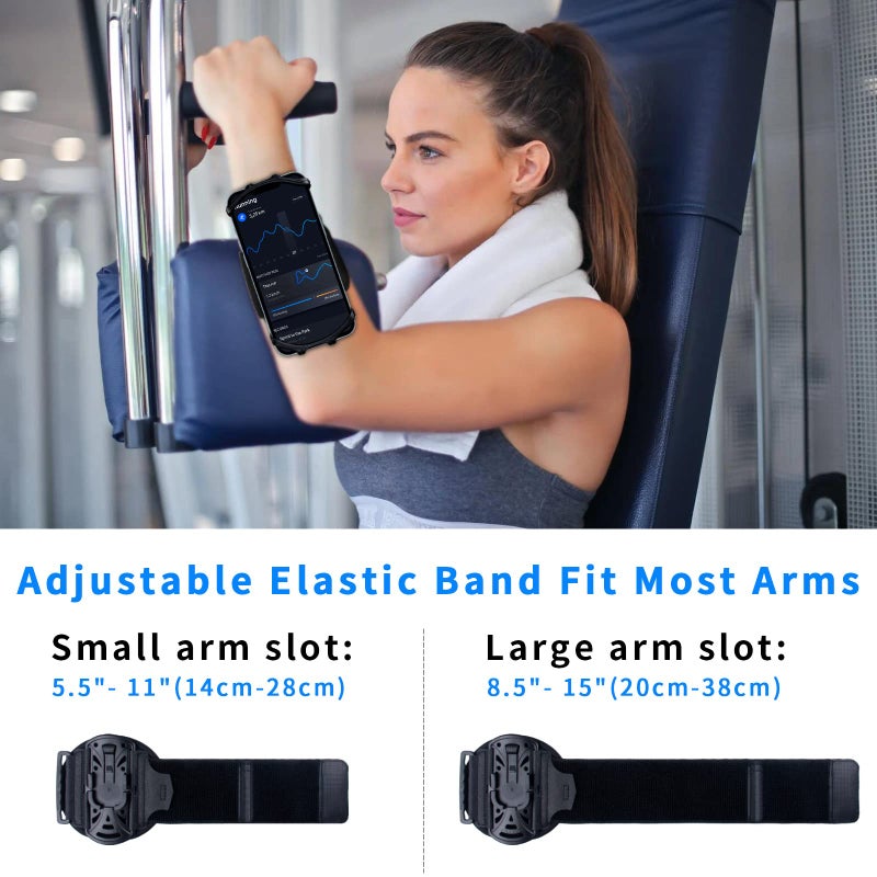 HLOMOM Running Phone Holder Armband for Phone, Detachable & 360Â°Rotated Sports Armband with Key Pocket for iPhone 16/15/14/13 Pro/12 Pro/XS/XR/8/7/6s Plus, for Samsung Galaxy 4''-6.5'' Cellphone - Image 4